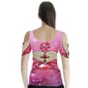 Wonderful Hearts With Floral Elements Butterfly Sleeve Cutout Tee  View2