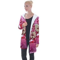 Wonderful Hearts With Floral Elements Longline Hooded Cardigan