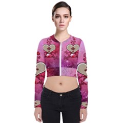 Wonderful Hearts With Floral Elements Zip Up Bomber Jacket by FantasyWorld7