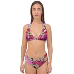 Wonderful Hearts With Floral Elements Double Strap Halter Bikini Set by FantasyWorld7