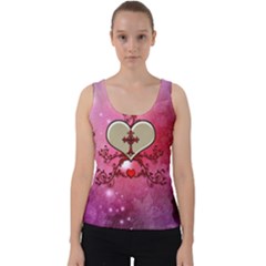 Wonderful Hearts With Floral Elements Velvet Tank Top by FantasyWorld7