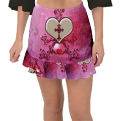 Wonderful Hearts With Floral Elements Fishtail Mini Chiffon Skirt by FantasyWorld7