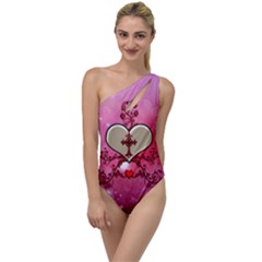 Wonderful Hearts With Floral Elements To One Side Swimsuit by FantasyWorld7