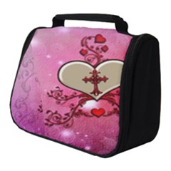 Wonderful Hearts With Floral Elements Full Print Travel Pouch (small)