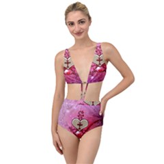 Wonderful Hearts With Floral Elements Tied Up Two Piece Swimsuit by FantasyWorld7