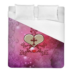 Wonderful Hearts With Floral Elements Duvet Cover (full/ Double Size) by FantasyWorld7