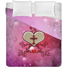 Wonderful Hearts With Floral Elements Duvet Cover Double Side (california King Size) by FantasyWorld7