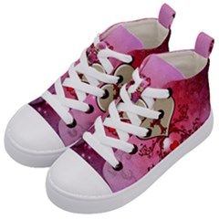 Wonderful Hearts With Floral Elements Kid s Mid-top Canvas Sneakers by FantasyWorld7