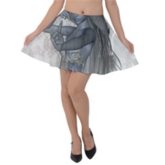 Beautiful Fairy With Swan Velvet Skater Skirt by FantasyWorld7