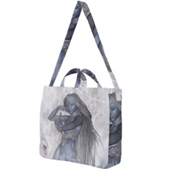 Beautiful Fairy With Swan Square Shoulder Tote Bag by FantasyWorld7