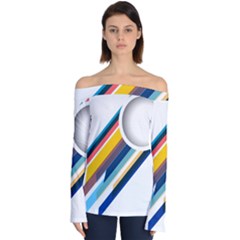 Vector Geometric Polygons And Circles Off Shoulder Long Sleeve Top