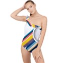 Vector Geometric Polygons And Circles Frilly One Shoulder Swimsuit View1