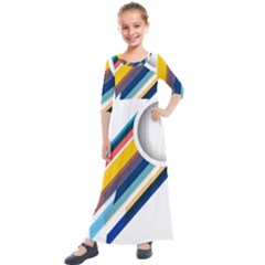 Vector Geometric Polygons And Circles Kids  Quarter Sleeve Maxi Dress