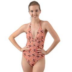 Starfish And Sea Shells Halter Cut-out One Piece Swimsuit by Seashineswimwear