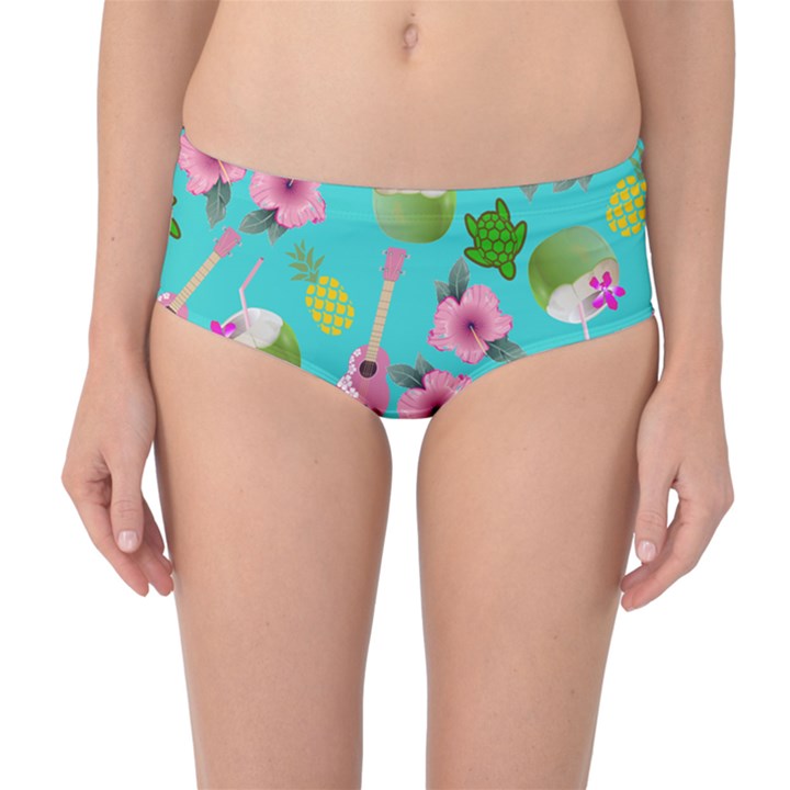 Hawaii Vibes Mid-Waist Bikini Bottoms