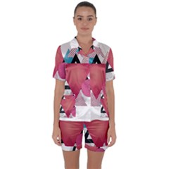 Geometric Line Patterns Satin Short Sleeve Pyjamas Set by Mariart