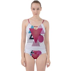 Geometric Line Patterns Cut Out Top Tankini Set