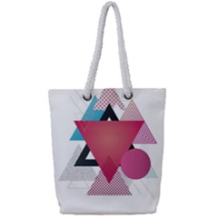 Geometric Line Patterns Full Print Rope Handle Tote (small) by Mariart