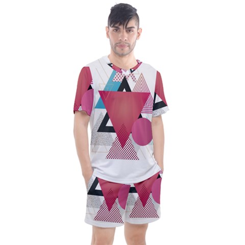 Geometric Line Patterns Men s Mesh Tee And Shorts Set by Mariart