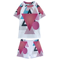 Geometric Line Patterns Kids  Swim Tee And Shorts Set