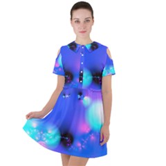 Love In Action, Pink, Purple, Blue Heartbeat Short Sleeve Shoulder Cut Out Dress  by DianeClancy