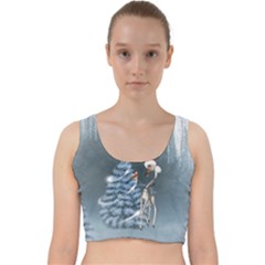 Christmas, Cute Giraffe With Bird Velvet Racer Back Crop Top by FantasyWorld7