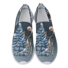 Christmas, Cute Giraffe With Bird Women s Slip On Sneakers by FantasyWorld7