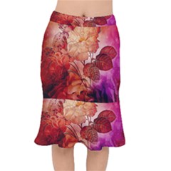 Flower Power, Colorful Floral Design Mermaid Skirt by FantasyWorld7