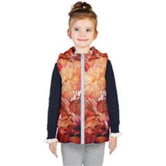 Flower Power, Colorful Floral Design Kid s Hooded Puffer Vest by FantasyWorld7