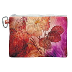 Flower Power, Colorful Floral Design Canvas Cosmetic Bag (xl) by FantasyWorld7