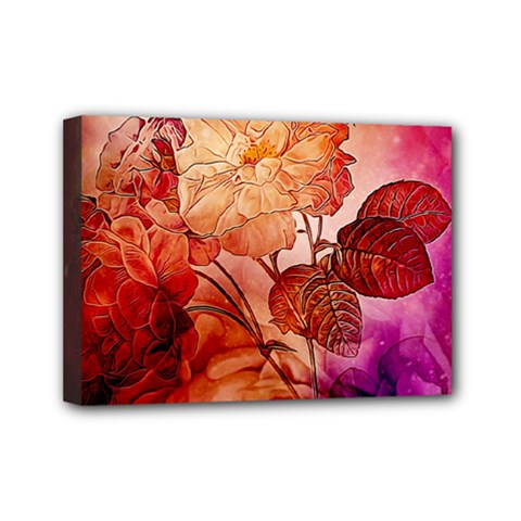 Flower Power, Colorful Floral Design Mini Canvas 7  X 5  (stretched) by FantasyWorld7