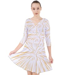 Yellow Firework Transparent Quarter Sleeve Front Wrap Dress