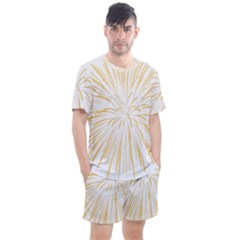 Yellow Firework Transparent Men s Mesh Tee And Shorts Set