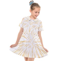 Yellow Firework Transparent Kids  Short Sleeve Shirt Dress by Mariart