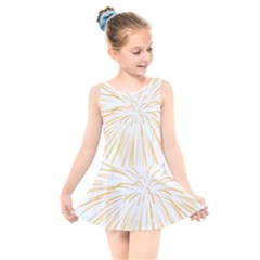 Yellow Firework Transparent Kids  Skater Dress Swimsuit