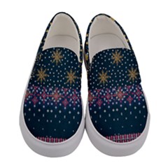 Navy Christmas Box Stars Women s Canvas Slip Ons by PattyVilleDesigns