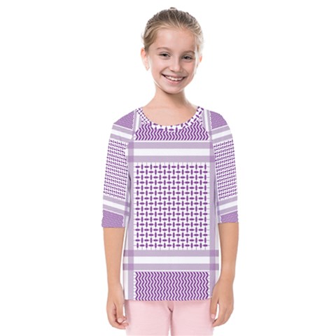 Purple Geometric Headdress Kids  Quarter Sleeve Raglan Tee by Mariart