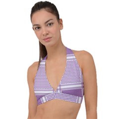 Purple Geometric Headdress Halter Plunge Bikini Top