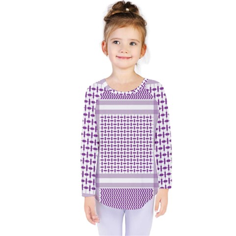 Purple Geometric Headdress Kids  Long Sleeve Tee by Mariart