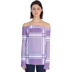 Purple Geometric Headdress Off Shoulder Long Sleeve Top