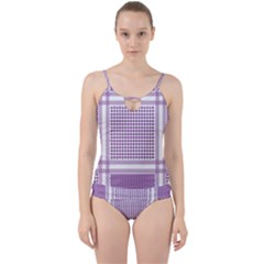 Purple Geometric Headdress Cut Out Top Tankini Set by Mariart