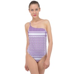 Purple Geometric Headdress Classic One Shoulder Swimsuit