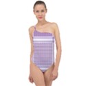 Purple Geometric Headdress Classic One Shoulder Swimsuit View1