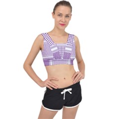 Purple Geometric Headdress V-back Sports Bra by Mariart