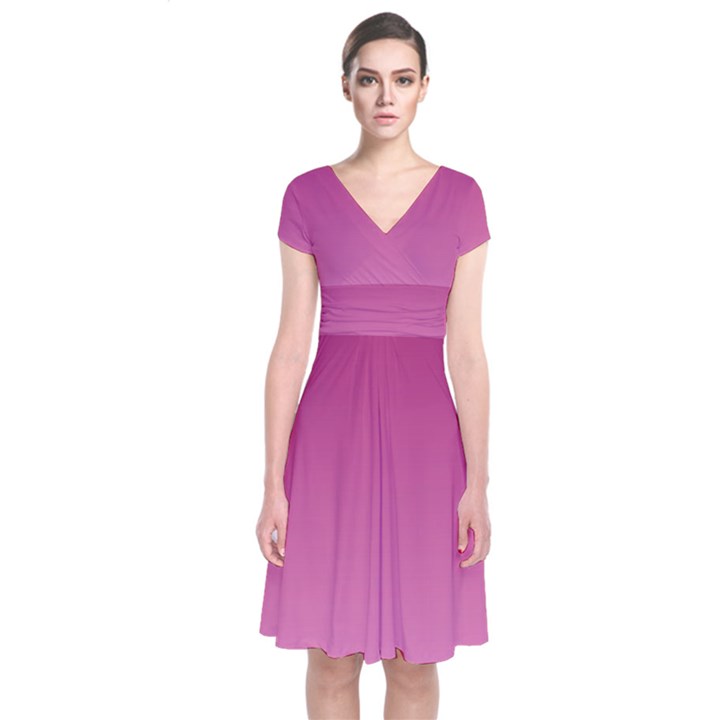 Fuchsia Frost Short Sleeve Front Wrap Dress