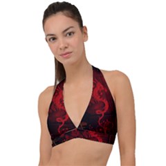 Wonderful Red Chinese Dragon Halter Plunge Bikini Top by FantasyWorld7