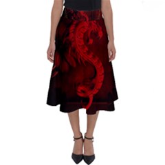 Wonderful Red Chinese Dragon Perfect Length Midi Skirt by FantasyWorld7