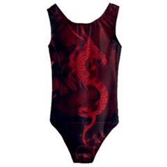 Wonderful Red Chinese Dragon Kids  Cut-out Back One Piece Swimsuit by FantasyWorld7