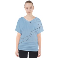 Airplane Airplanes Blue Sky V-neck Dolman Drape Top by Mariart