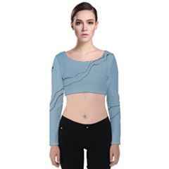 Airplane Airplanes Blue Sky Velvet Long Sleeve Crop Top